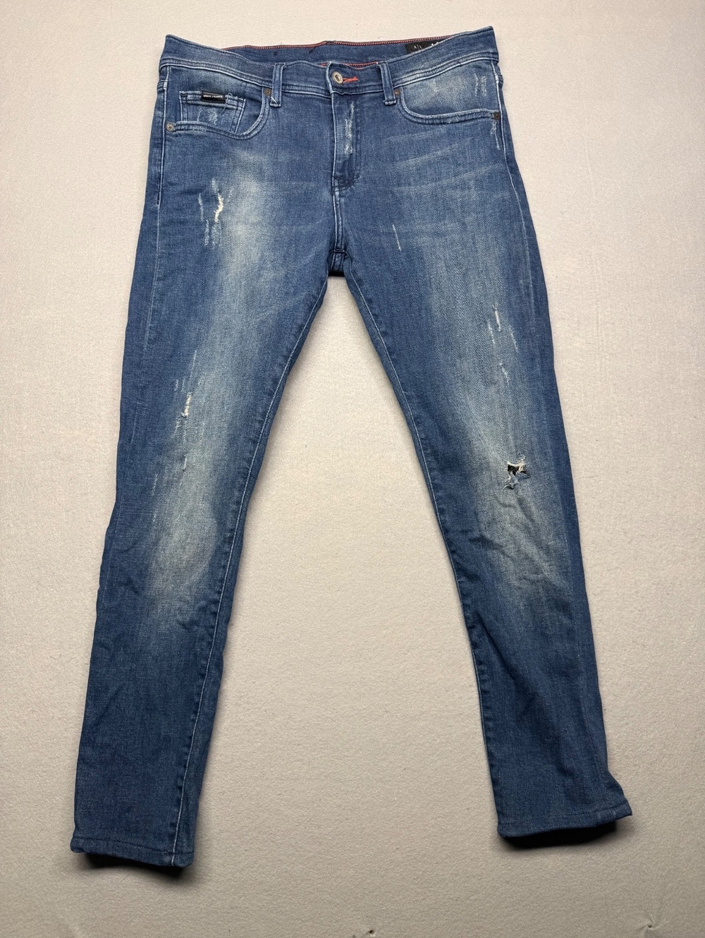 Armani Exchange Slim Jeans Men Size 32 Blue Distressed